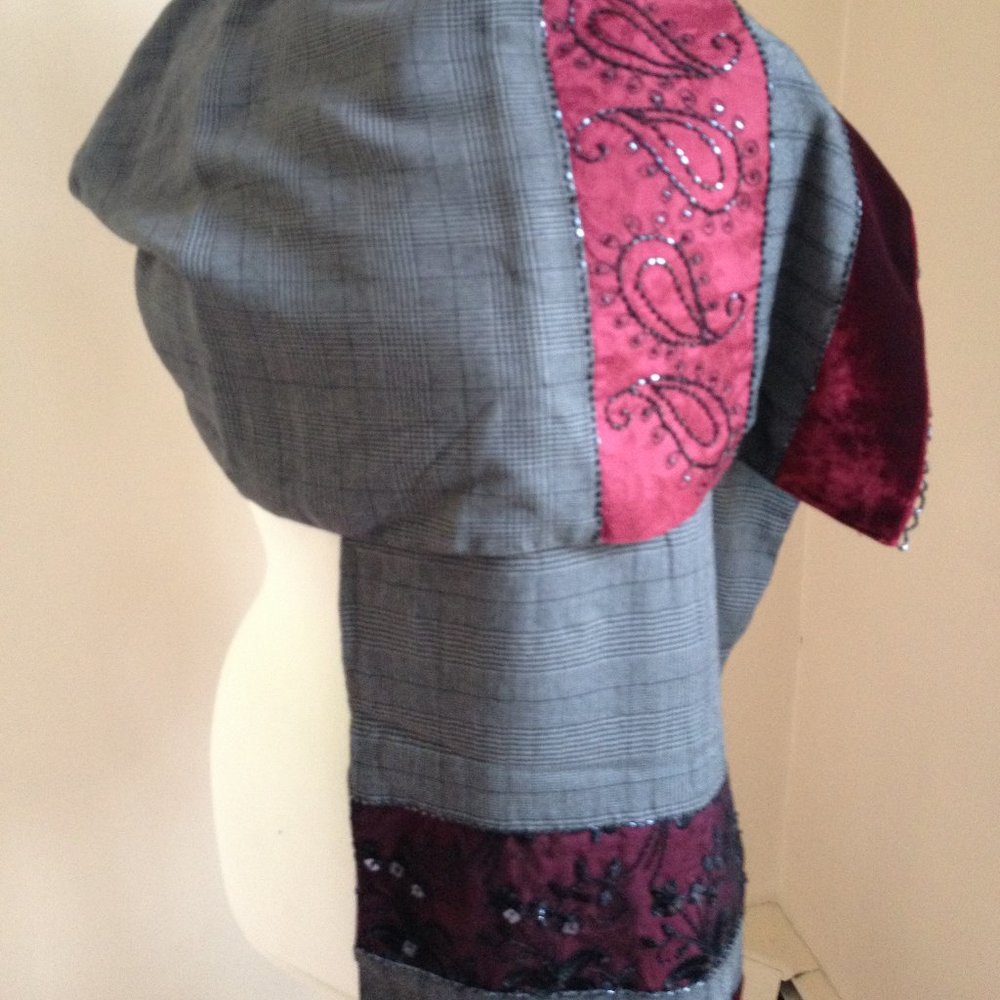Embellished Plaid Scarf